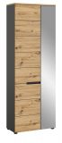Garderobenschrank Cooper in Artisan Eiche und grau 65 x 190 cm mit variabler Inneneinteilung, Soft-Close
