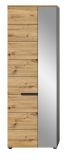 Garderobenschrank Cooper in Artisan Eiche und grau 65 x 190 cm mit variabler Inneneinteilung, Soft-Close