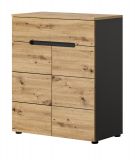 Schuhkommode Cooper in Artisan Eiche und grau Flurkommode 80 x 94 cm, Soft-Close