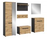 Garderobe Set 6-teilig Cooper in Artisan Eiche und grau 255 cm mit Soft-Close