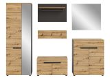 Garderobe Set 6-teilig Cooper in Artisan Eiche und grau 255 cm mit Soft-Close