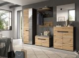 Garderobe Set 2-teilig Cooper in Artisan Eiche und grau Schuhkommode und Spiegel, Soft-Close