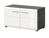 Garderobe Sitzbank Rumba in wei� Hochglanz und Rauchsilber grau Garderobenbank 80 cm