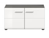Garderobe Sitzbank Rumba in wei� Hochglanz und Rauchsilber grau Garderobenbank 80 cm
