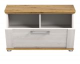 Garderobe Sitzbank Mirano in wei� L�rche und Eiche Artisan Landhaus Garderobenbank 80 cm