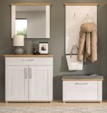 Garderobenpaneel Mirano in wei� L�rche mit Eiche Artisan Landhaus Wandgarderobe 68 x 103 cm