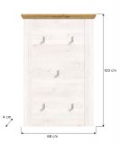 Garderobenpaneel Mirano in wei� L�rche mit Eiche Artisan Landhaus Wandgarderobe 68 x 103 cm