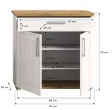 Schuhschrank Mirano in wei� L�rche und Eiche Artisan Landhaus Flurkommode 95 x 92 cm