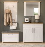 Schuhschrank Mirano in wei� L�rche und Eiche Artisan Landhaus Flurkommode 95 x 92 cm