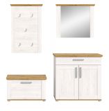 Garderobe Set 4-teilig Mirano in wei� L�rche und Eiche Artisan Landhaus Garderobenkombination 190 cm