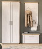 Garderobe Set 3-teilig Mirano in wei� L�rche und Eiche Artisan Landhaus Garderobenkombination 175 cm