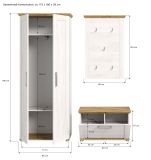 Garderobe Set 3-teilig Mirano in wei� L�rche und Eiche Artisan Landhaus Garderobenkombination 175 cm
