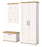 Garderobe Set 3-teilig Mirano in wei� L�rche und Eiche Artisan Landhaus Garderobenkombination 175 cm