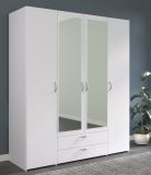 Kleiderschrank Enjour in wei� Dreht�renschrank 4-t�rig mit Spiegel 160 x 185 cm