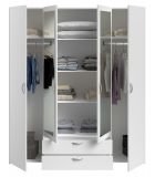 Kleiderschrank Enjour in wei� Dreht�renschrank 4-t�rig mit Spiegel 160 x 185 cm