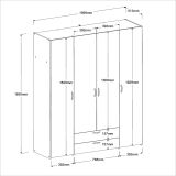 Kleiderschrank Enjour in wei� Dreht�renschrank 4-t�rig mit Spiegel 160 x 185 cm