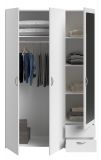 Kleiderschrank Enjour in wei� Dreht�renschrank 3-t�rig mit Spiegel 120 x 185 cm