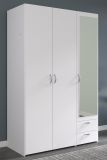 Kleiderschrank Enjour in wei� Dreht�renschrank 3-t�rig mit Spiegel 120 x 185 cm