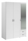 Kleiderschrank Enjour in wei� Dreht�renschrank 3-t�rig mit Spiegel 120 x 185 cm