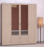 Kleiderschrank Enjour in Jackson Eiche Dreht�renschrank 4-t�rig mit Spiegel 160 x 185 cm