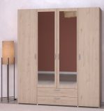 Kleiderschrank Enjour in Jackson Eiche Dreht�renschrank 4-t�rig mit Spiegel 160 x 185 cm