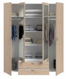 Kleiderschrank Enjour in Jackson Eiche Dreht�renschrank 4-t�rig mit Spiegel 160 x 185 cm