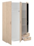 Kleiderschrank Enjour in Jackson Eiche Dreht�renschrank 3-t�rig mit Spiegel 120 x 185 cm