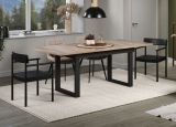 Esstisch Thorad in Tabak Eiche und Metall schwarz Industrial Look ausziehbar 160 - 200 cm