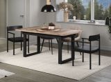 Esstisch Thorad in Tabak Eiche und Metall schwarz Industrial Look ausziehbar 160 - 200 cm