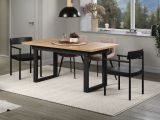 Esstisch Thorad in Evoke Eiche und Metall schwarz Industrial Look ausziehbar 160 - 200 cm