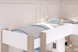 Parisot Hochbett Alex in wei� und Eiche Jugendzimmer mit 2x Bett Liegefl�che 90 x 200 cm