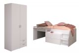 Parisot Kinder- und Jugendzimmer Milky14 in wei� und grau, Stauraumbett und Kleiderschrank
