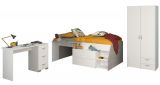 Parisot Kinder- und Jugendzimmer Milky13 in wei� und grau Loft Komplett-Set 3-teilig