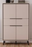 Highboard Brebbia in sand und schwarz Kommode 90 x 140 cm, Soft-Close-Funktion
