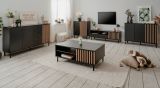 Kommode Biella in Schwarz und Artisan Eiche, Sideboard 118 x 90 cm, Anti Fingerprint