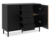 Kommode Biella in Schwarz und Artisan Eiche, Sideboard 118 x 90 cm, Anti Fingerprint