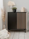 Kommode Biella in schwarz und Artisan Eiche, Sideboard 80 x 90 cm Anti Fingerprint beschichtet