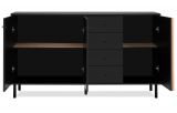Sideboard Biella in schwarz und Artisan Eiche, 160 x 90 cm Anti Fingerprint beschichtet