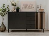 Sideboard Biella in schwarz und Artisan Eiche, 160 x 90 cm Anti Fingerprint beschichtet