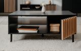 Couchtisch Biella in schwarz und Lamellen in Artisan Eiche Dekor 110 x 67 cm, Anti Fingerprint beschichtet