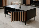 Couchtisch Biella in schwarz und Lamellen in Artisan Eiche Dekor 110 x 67 cm, Anti Fingerprint beschichtet
