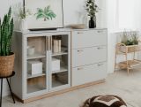 Sideboard Hanno in grau und Hickory Walnuss Kommode 163 x 94 cm