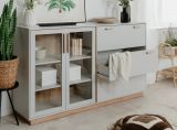 Sideboard Hanno in grau und Hickory Walnuss Kommode 163 x 94 cm