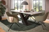 Esstisch Home-X in wei� und grau Tisch ausziehbar 150 - 190 cm