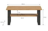 Couchtisch Eldon in Artisan Eiche und grau Beistelltisch 90 x 50 cm