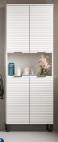 Badezimmer Hochschrank Roove in wei� mit 3D-Wellenstruktur Badschrank, Soft-Close-Funktion