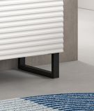 Badezimmer Hochschrank Roove in wei� mit 3D-Wellenstruktur Badschrank, Soft-Close-Funktion