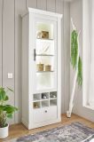Vitrine Fiastra in wei� Pinie Landhaus Vitrinenschrank 70 x 201 cm, Soft-Close-Funktion