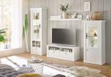 Vitrine Fiastra in wei� Pinie Landhaus Vitrinenschrank 70 x 201 cm, Soft-Close-Funktion