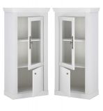 Vitrine Fiastra in wei� Pinie Landhaus Vitrinenschrank 70 x 146 cm, Soft-Close-Funktion